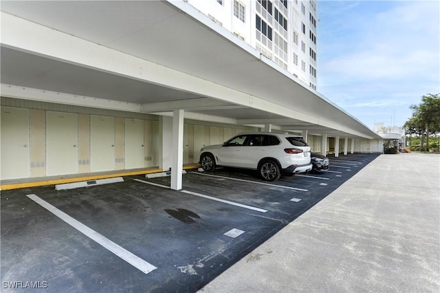 view of covered parking lot