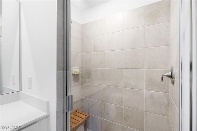 bathroom featuring walk in shower