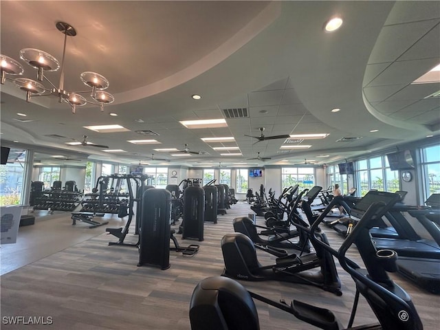 gym with a drop ceiling