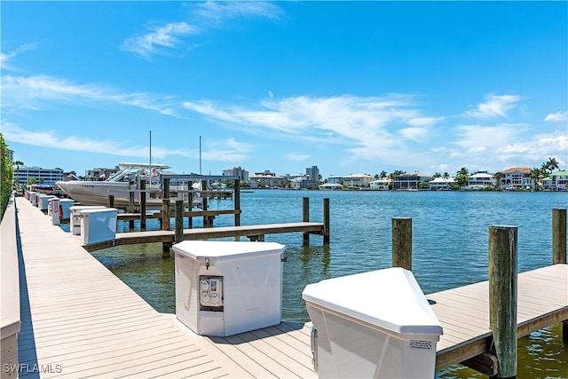 view of dock featuring a water view