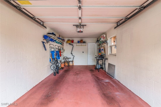 garage with a garage door opener