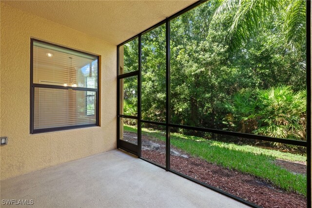 view of unfurnished sunroom