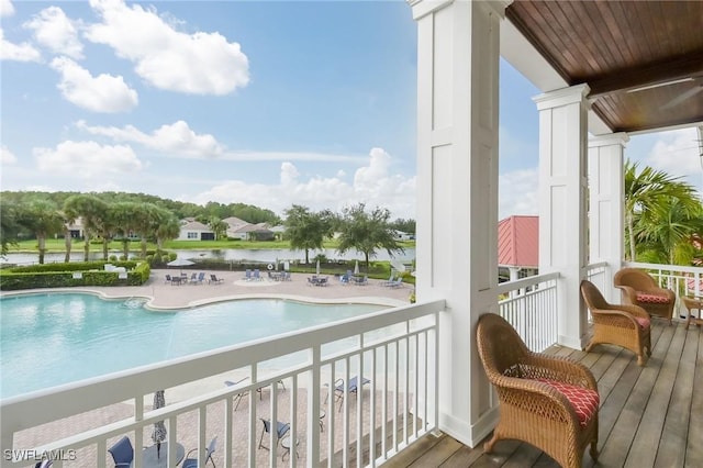 balcony with a water view