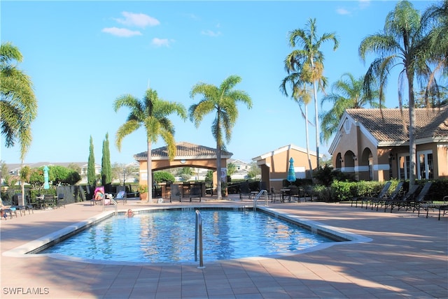 view of pool featuring a patio area