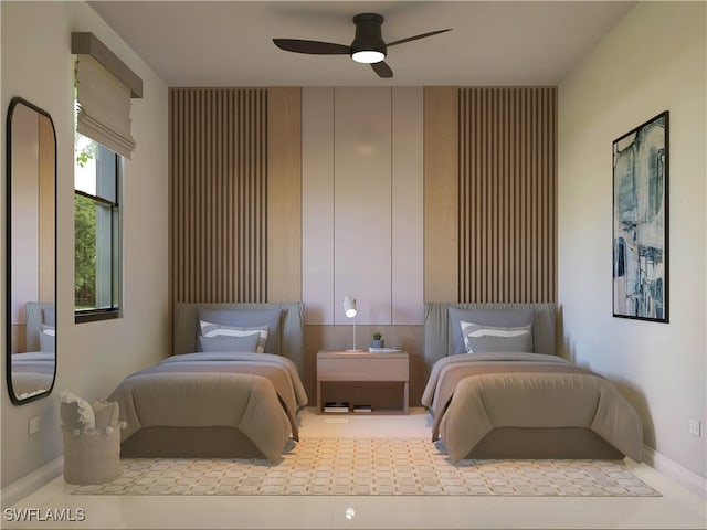 bedroom featuring ceiling fan