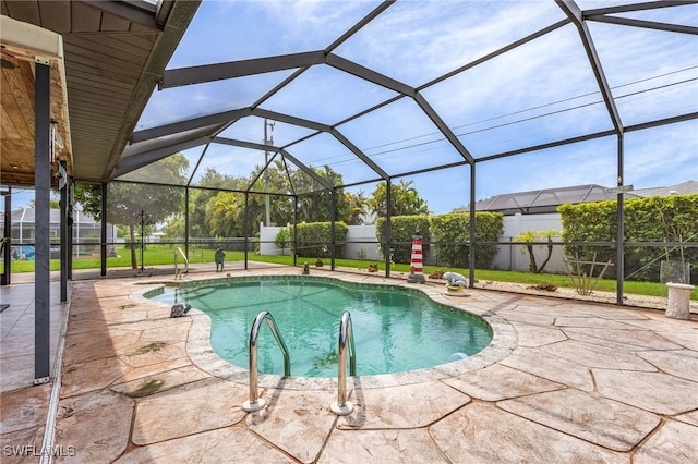 view of pool featuring a patio area, a fenced in pool, and a fenced backyard