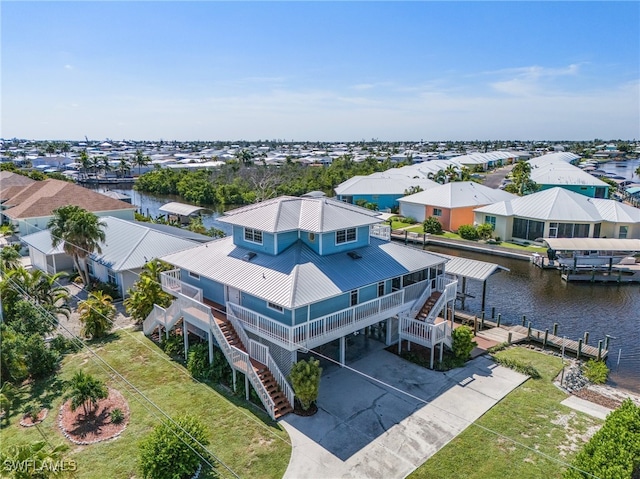 bird's eye view featuring a water view