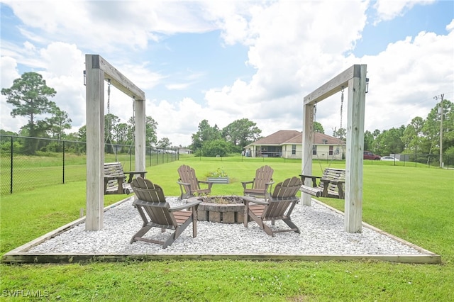 view of patio featuring an outdoor fire pit