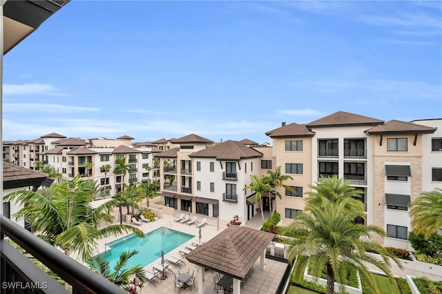 balcony with a community pool