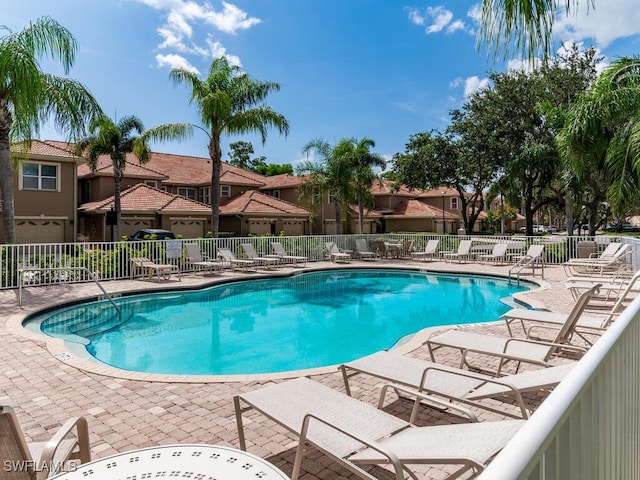 view of pool featuring a patio