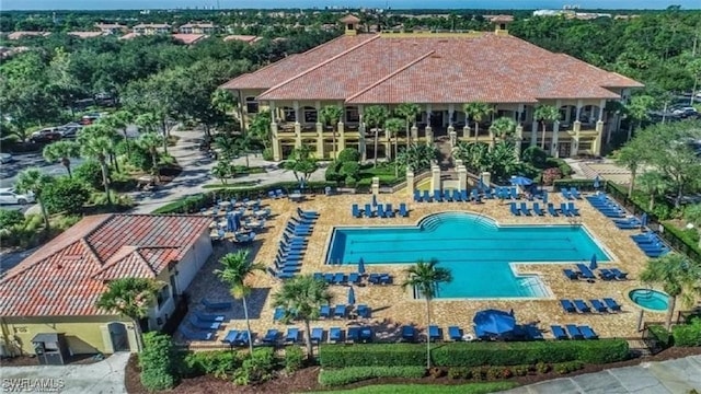 20141 Seagrove St Unit 308, Estero, FL 33928 - view from above of property featuring a pool