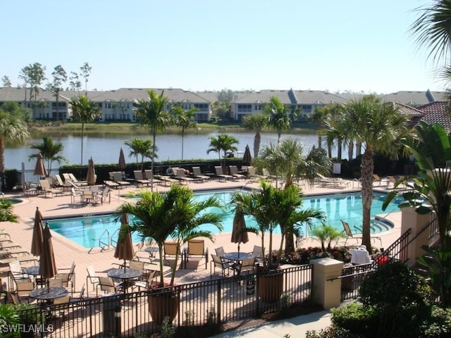 20141 Seagrove St Unit 308, Estero, FL 33928 - community pool with a patio, a residential view, and a water view