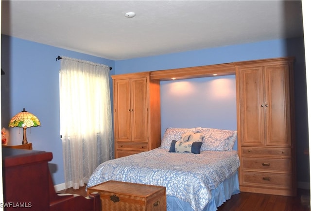 bedroom featuring dark wood-type flooring