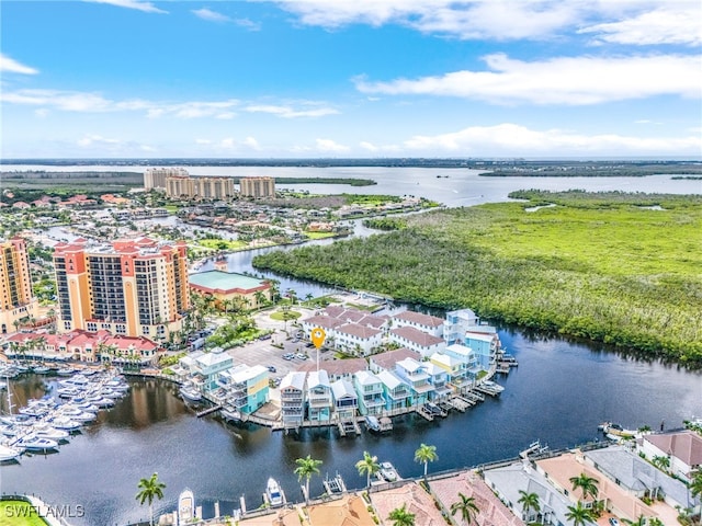 bird's eye view featuring a water view