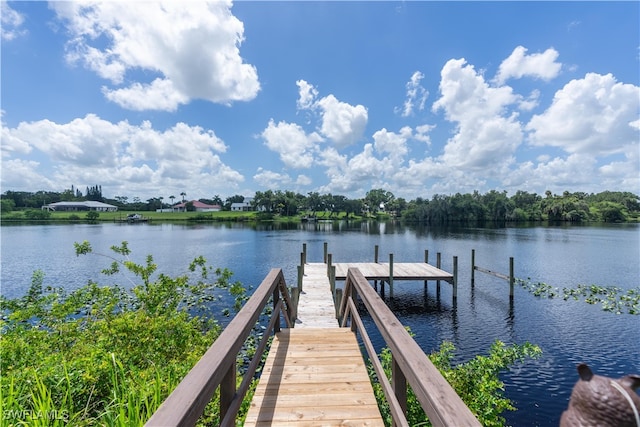 view of dock featuring a water view