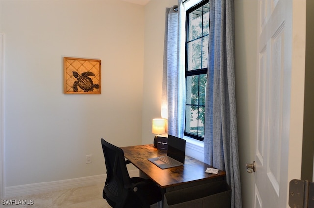 office with tile patterned floors