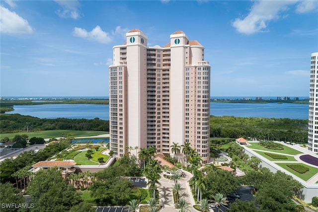 view of property with a water view