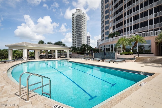 view of pool with a patio area