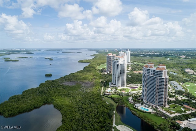 bird's eye view featuring a water view