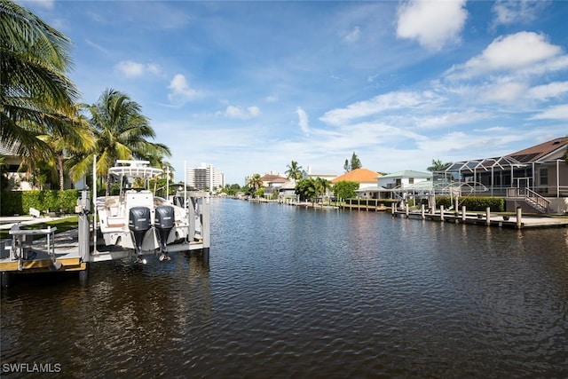 view of dock featuring a water view