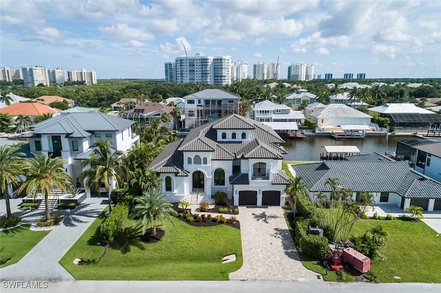 bird's eye view featuring a water view