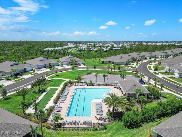 pool with a residential view