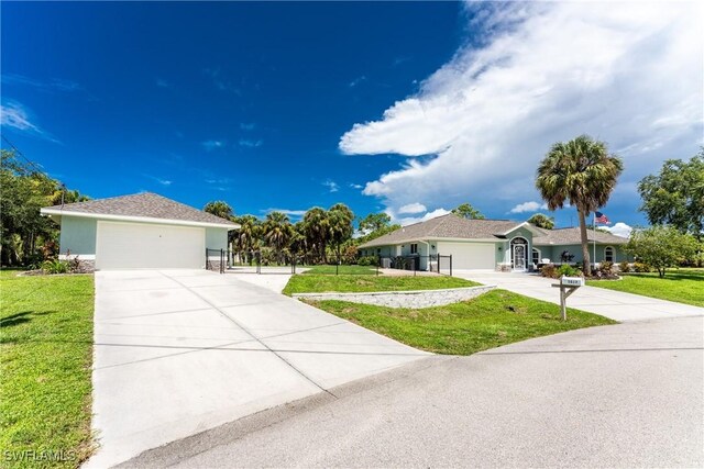 single story home with a front yard