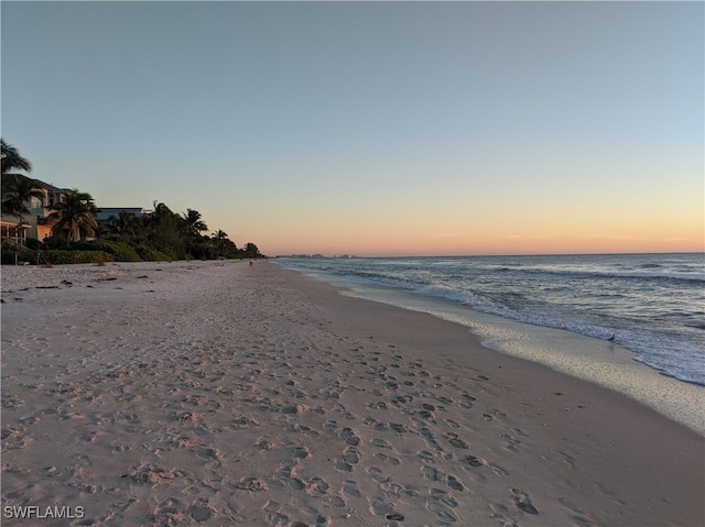 property view of water with a beach view