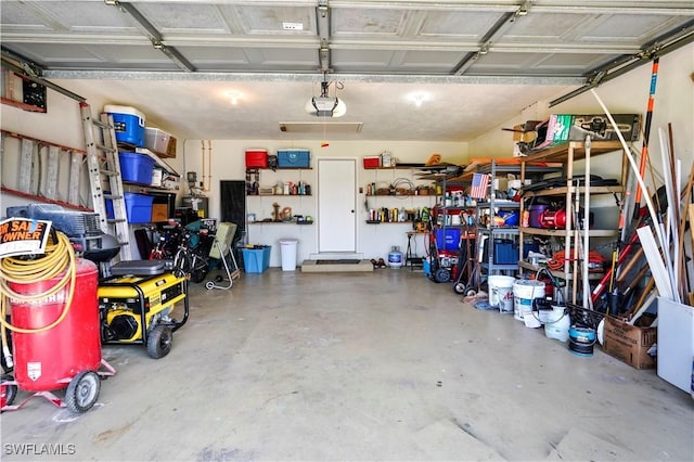 garage with a garage door opener