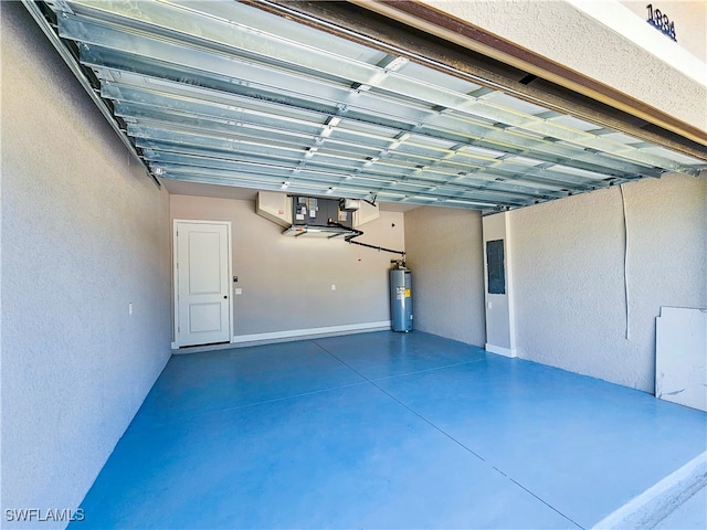 garage featuring electric water heater