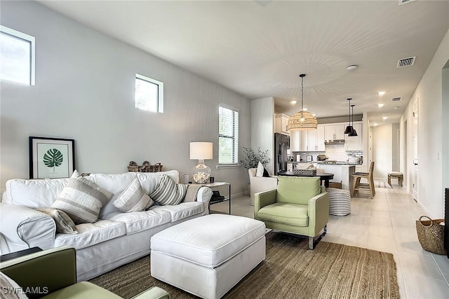 view of tiled living room