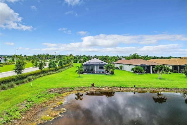 exterior space featuring a water view