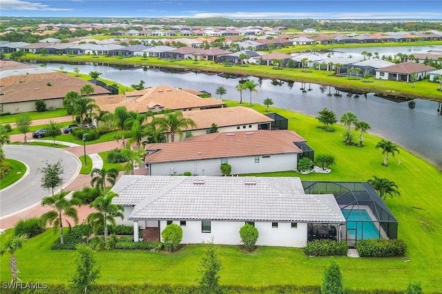 bird's eye view featuring a water view