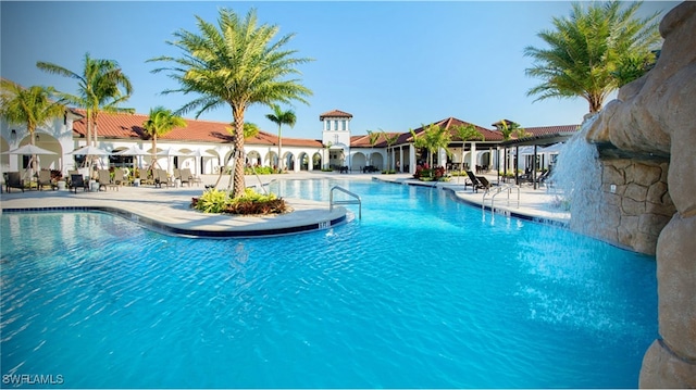 view of pool featuring a patio area