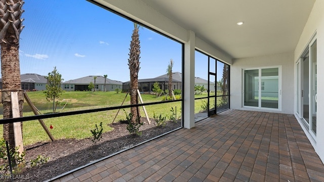 view of unfurnished sunroom