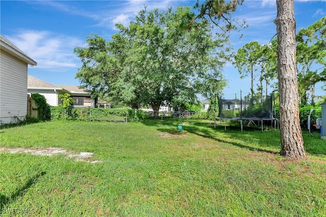 view of yard with a trampoline