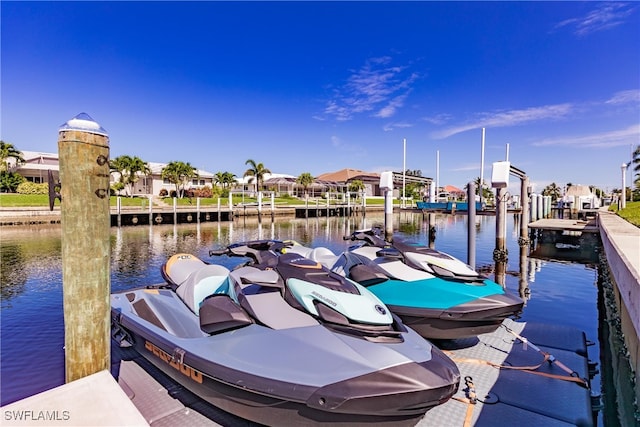 view of dock featuring a water view