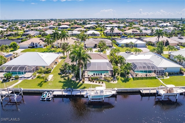 bird's eye view featuring a water view