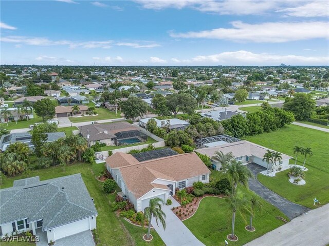 drone / aerial view with a residential view