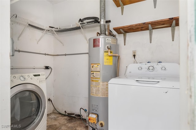 washroom featuring washer / dryer and gas water heater