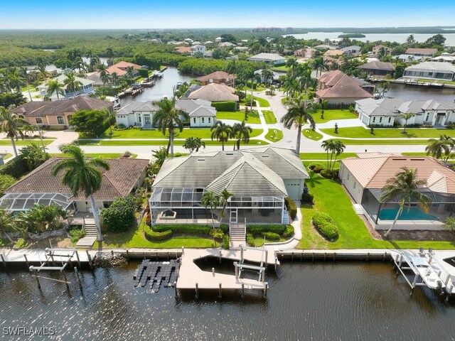 bird's eye view featuring a water view