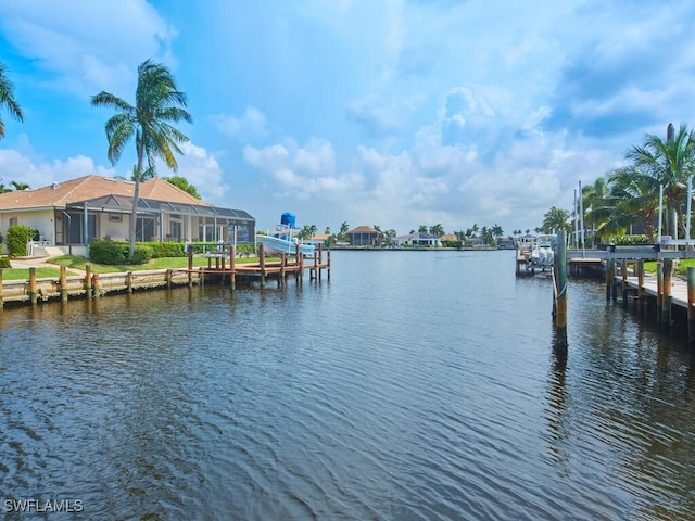 water view featuring a boat dock