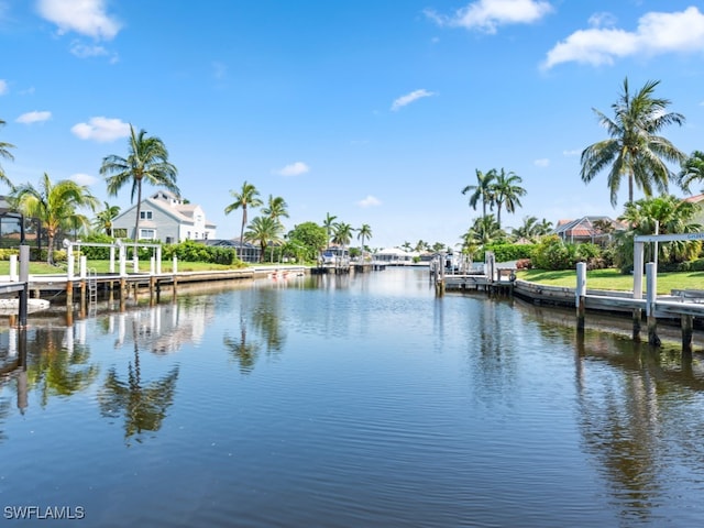 property view of water featuring a dock