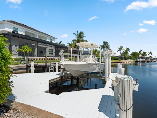 dock area featuring a water view