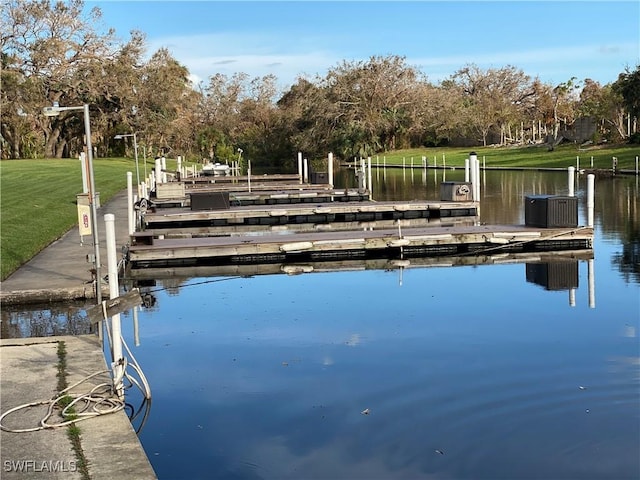 dock area featuring a water view