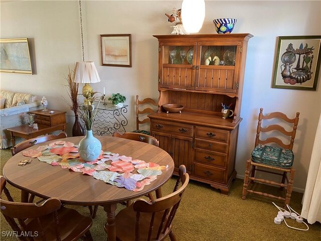 dining area featuring carpet floors