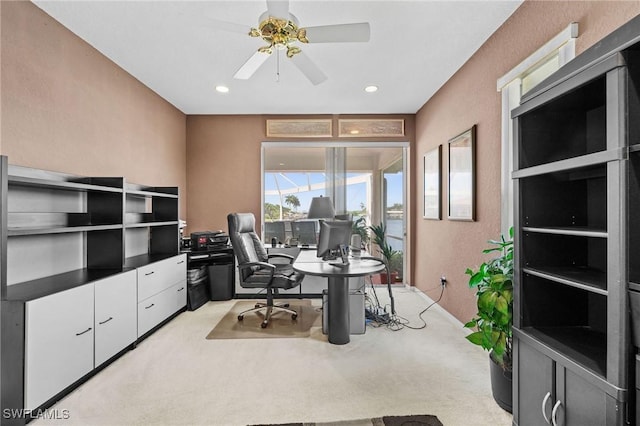 2512 SW 28th Pl, Cape Coral, FL 33914 - office space with ceiling fan, light colored carpet, and recessed lighting