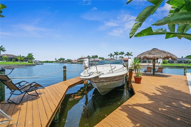 view of dock featuring a water view