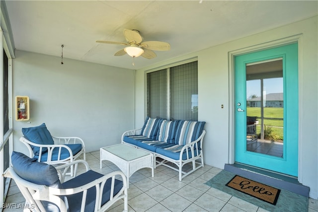 view of patio / terrace featuring ceiling fan