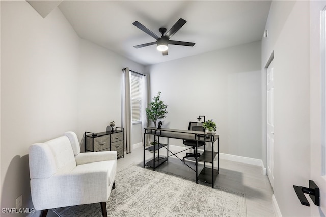 office area featuring ceiling fan